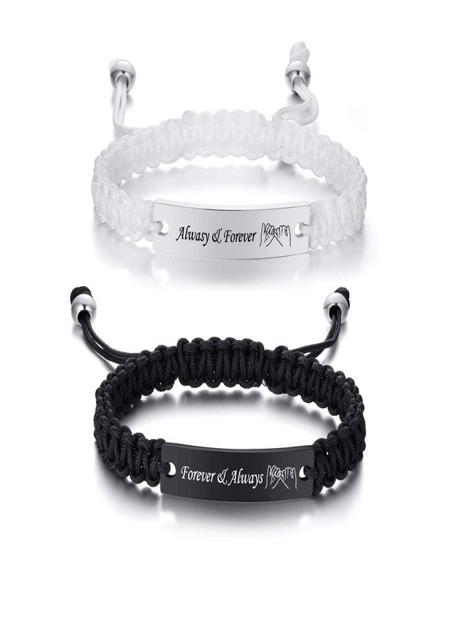 VNOX 2 Pcs Couple Friendship Bracelet for Him and Her Matching Relationship Promise Distance Yinyang Handmade Braided Rope Bracelets Set for Couples - Image 1