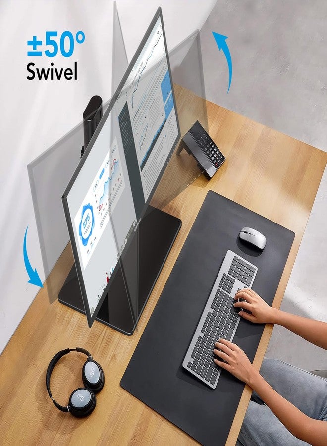 AX WABER Single Monitor Desk Stand Free-Standing Desk Mount Arm Riser for 13 inch to 32 inch Screen Freestanding VESA Mount Base, Adjustable Height, Tilt, Swivel, Rotation, Black AX05TB01 - Image 4
