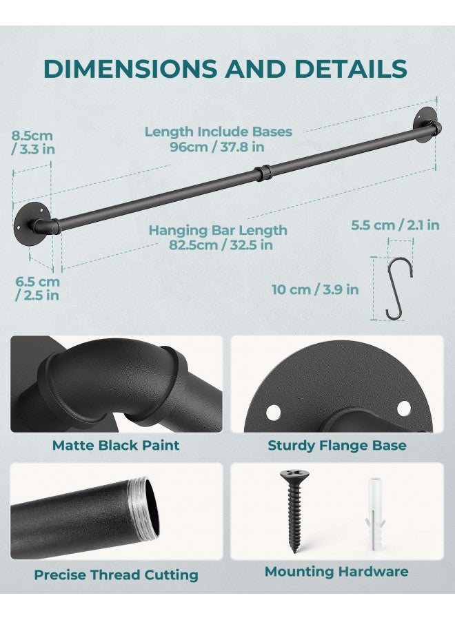 OROPY 38 inch Pot Bar Rack Wall Mounted Detachable Pans Hanging Rail Kitchen Lids Utensils Hanger with 14 S Hooks Black - Image 4