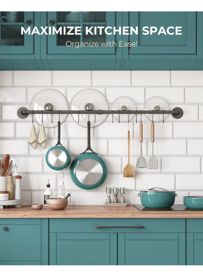 OROPY 38 inch Pot Bar Rack Wall Mounted Detachable Pans Hanging Rail Kitchen Lids Utensils Hanger with 14 S Hooks Black - Image 1