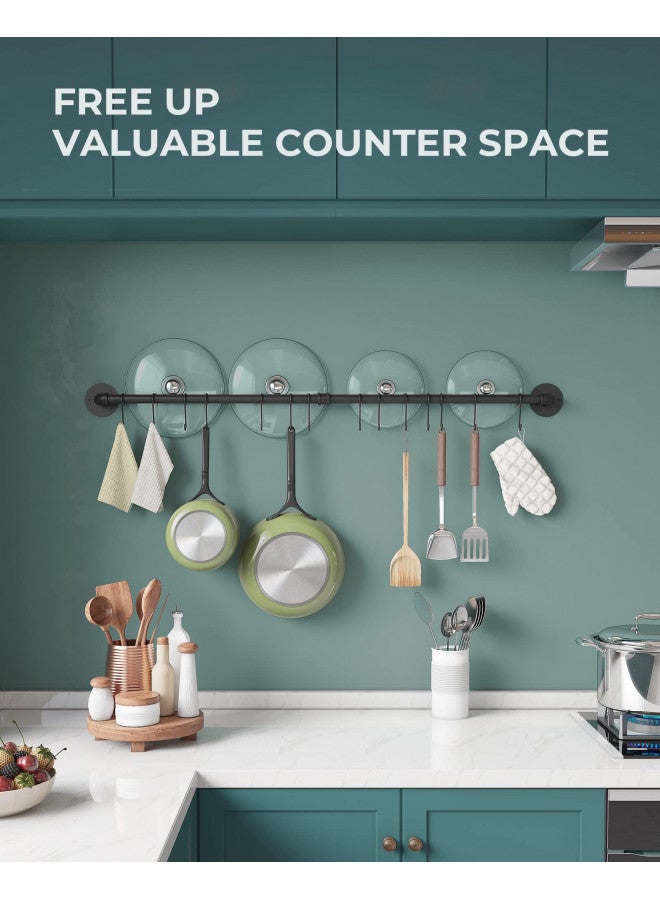 OROPY 38 inch Pot Bar Rack Wall Mounted Detachable Pans Hanging Rail Kitchen Lids Utensils Hanger with 14 S Hooks Black - Image 2
