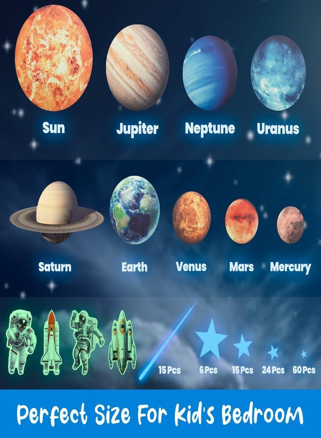 LIDERSTAR Glow in The Dark Stars and Planets, Bright Solar System Wall Stickers - USA Astronaut Spaceship, Ceiling Decals for Kids Bedroom Any Room, Shining Space Decoration, Birthday Gift for Boys and Girls - Image 3