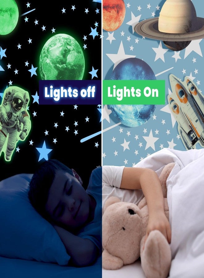 LIDERSTAR Glow in The Dark Stars and Planets, Bright Solar System Wall Stickers - USA Astronaut Spaceship, Ceiling Decals for Kids Bedroom Any Room, Shining Space Decoration, Birthday Gift for Boys and Girls - Image 4