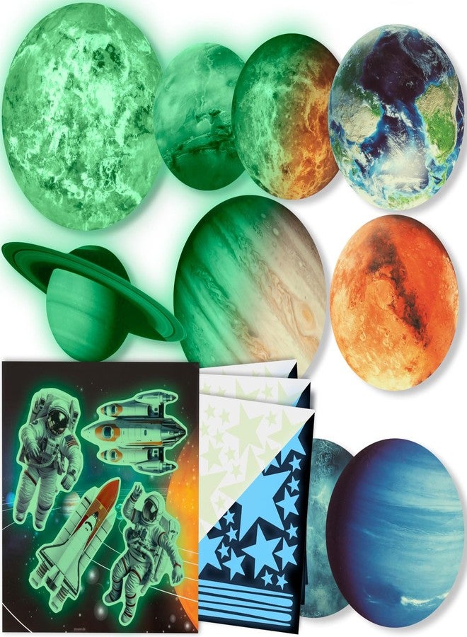 LIDERSTAR Glow in The Dark Stars and Planets, Bright Solar System Wall Stickers - USA Astronaut Spaceship, Ceiling Decals for Kids Bedroom Any Room, Shining Space Decoration, Birthday Gift for Boys and Girls - Image 5