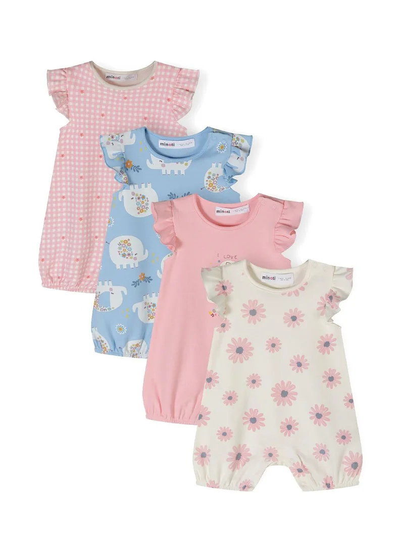 MINOTI Baby 4 Pack Frill Sleeve Rompers