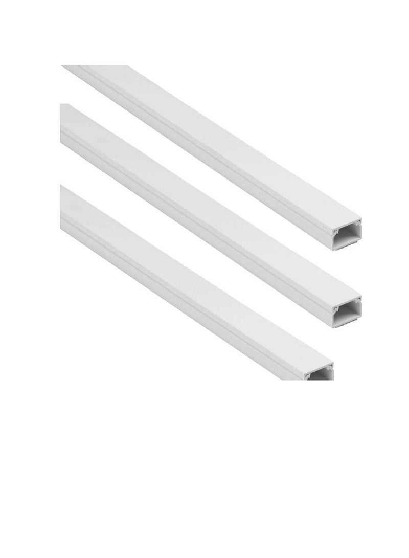 90cm Square Cable Box Self Adhesive PVC Trunking White Red Sticker Wall Cord Cover Cable Concealer On-Wall Wire Cover Paintable Cable Management Raceway to Hide Wires Pack of 3 25x16MM  - Image 1