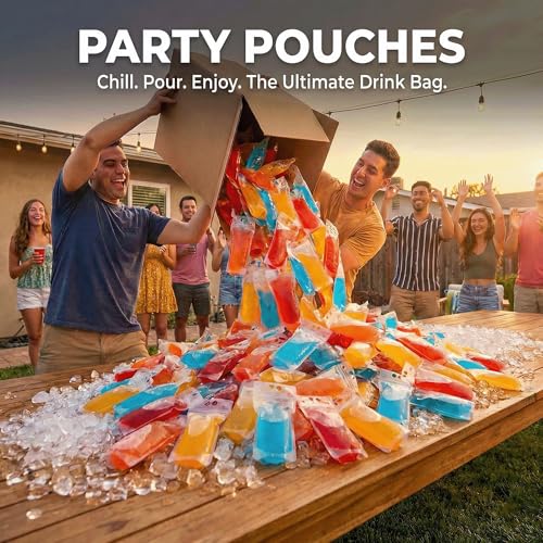 C CRYSTAL LEMON 400PCS Drink Pouches with 400 Straws Reusable Juice and Smoothie Bags with Zipper Seal BPAFree StandUp Plastic Pouches for Party Travel Camping Bulk Drinks - Image 5