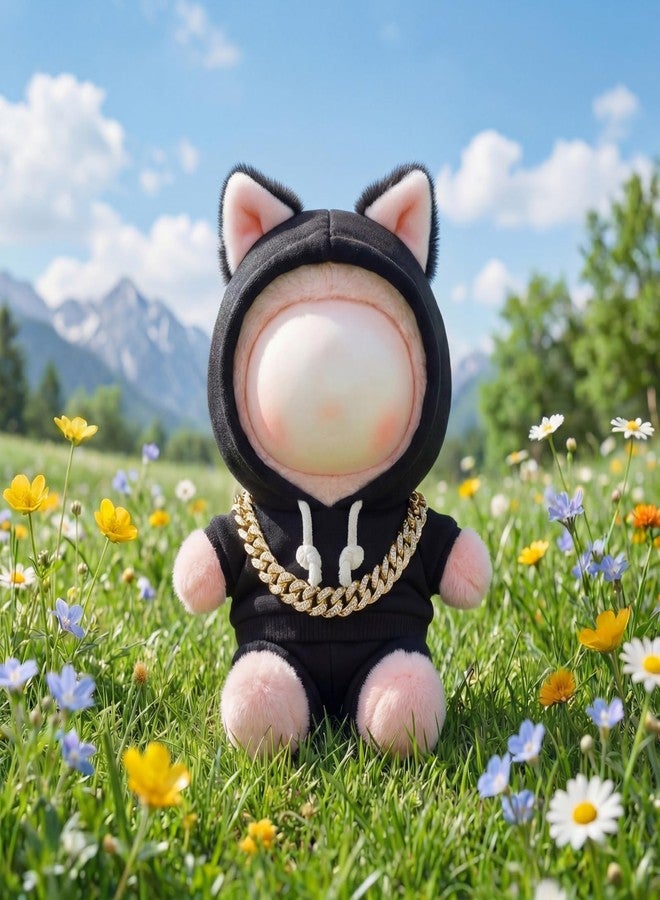 طقم سيمجوينج مكون من 3 قطع، هودي أسود بطول 17 سم، وبنطال، وسلسلة مرصعة بالألماس، إكسسوارات أنيقة للزينة والعرض (ذهبي). - Image 4