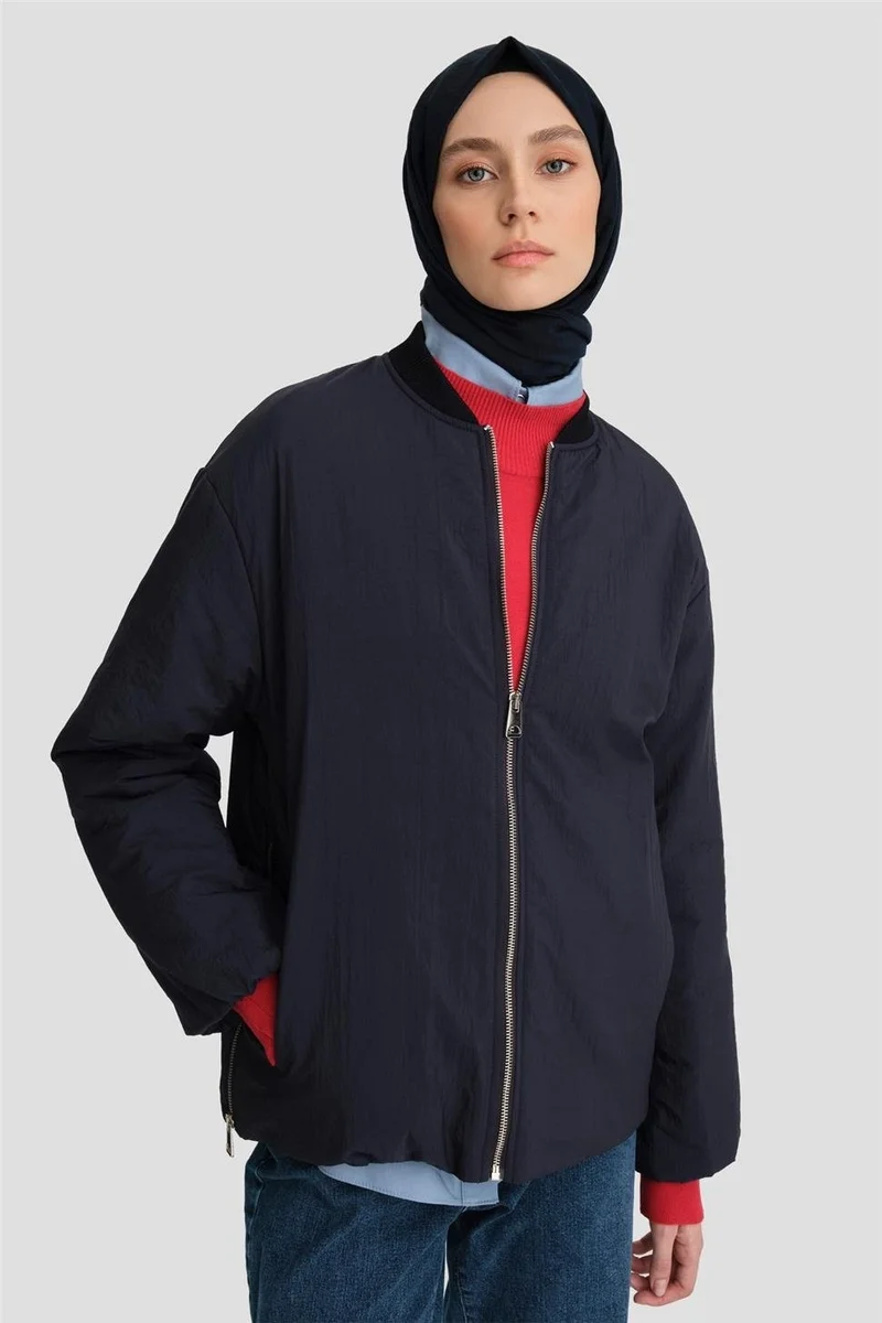 ARMINE Collar Ribbed Bomber Jacket 24KD7522 Navy Blue