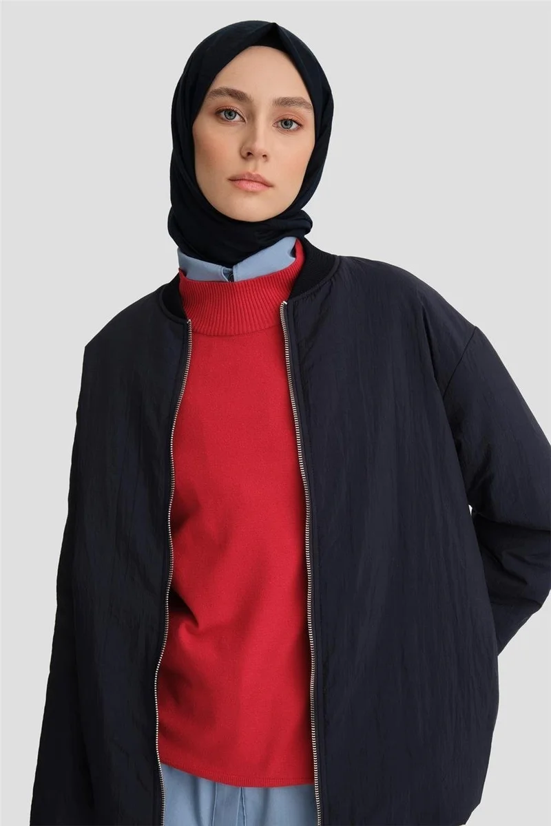 ARMINE Collar Ribbed Bomber Jacket 24KD7522 Navy Blue