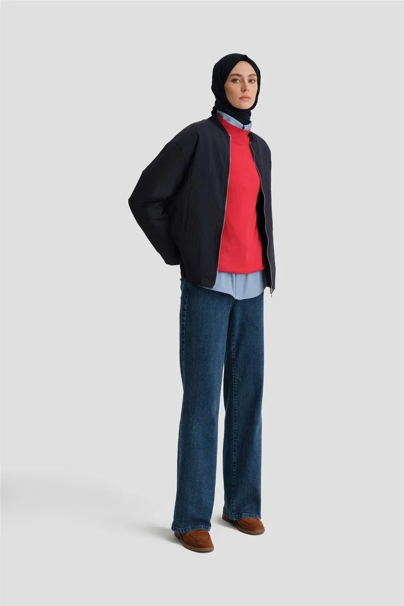 ARMINE Collar Ribbed Bomber Jacket 24KD7522 Navy Blue