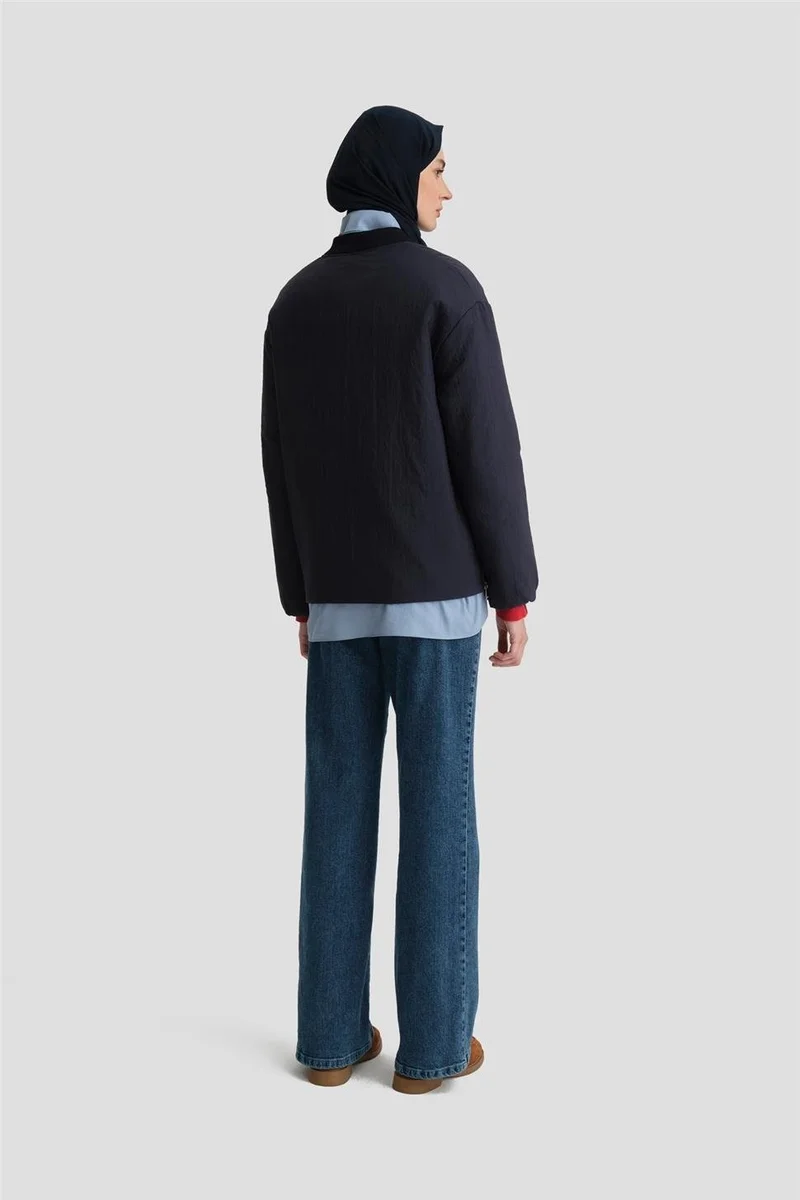 ARMINE Collar Ribbed Bomber Jacket 24KD7522 Navy Blue