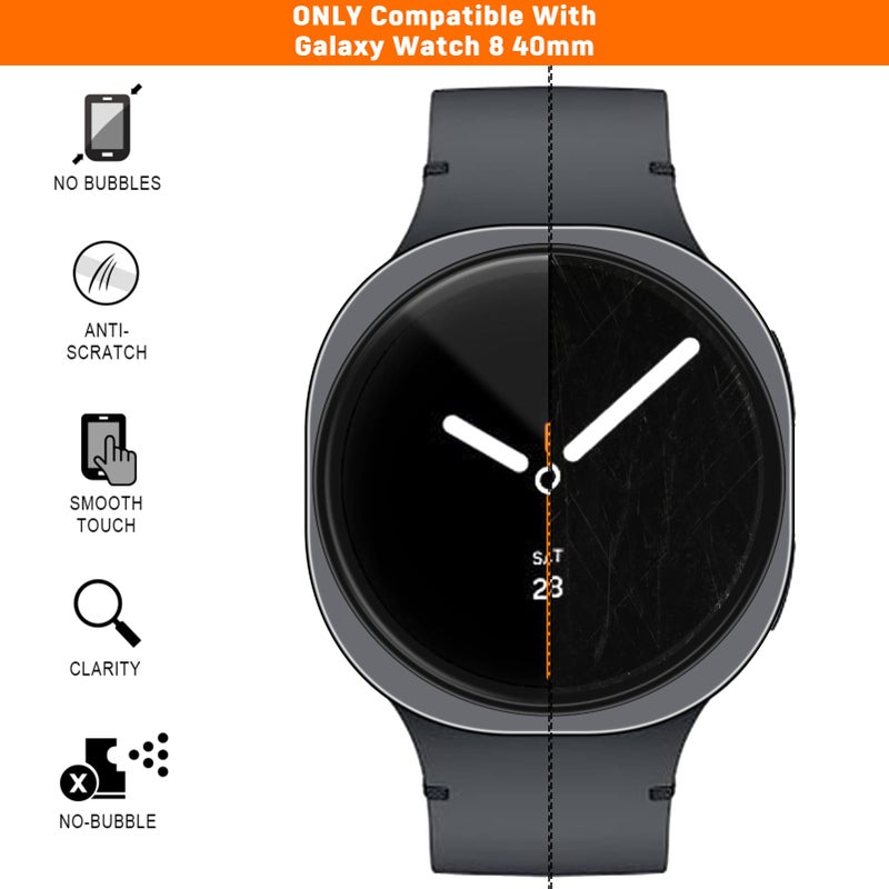 SPGUARD 4 Pack for Samsung Galaxy Watch 8 Screen Protector 40mm Tempered Glass Clear Film Anti Scratch Bubble Free Compatible with Galaxy Watch8 40mm(NOT for Others Models) - Image 5