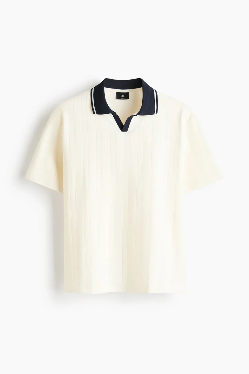 Relaxed Fit Textured-knit polo shirt