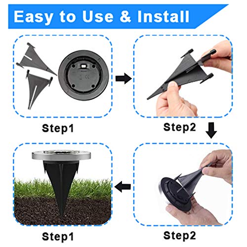 Rayolon 4.6 Inch Diameter Solar Ground Lights, Waterproof Solar Garden Lights, Outdoor Garden Waterproof Bright in-Ground Light, Landscape Lighting for Pathway,Yard,Lawn,Patio,Walkway (8 Pack Warm Light) - Image 5