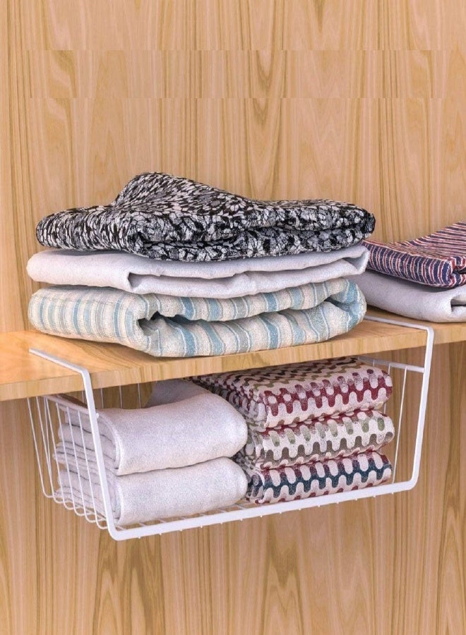 AKDC Home Cube 1 Pc Under Shelf Basket Wire Rack Easily Slides Under Shelves For Extra Cabinet Storage - White  - Image 5