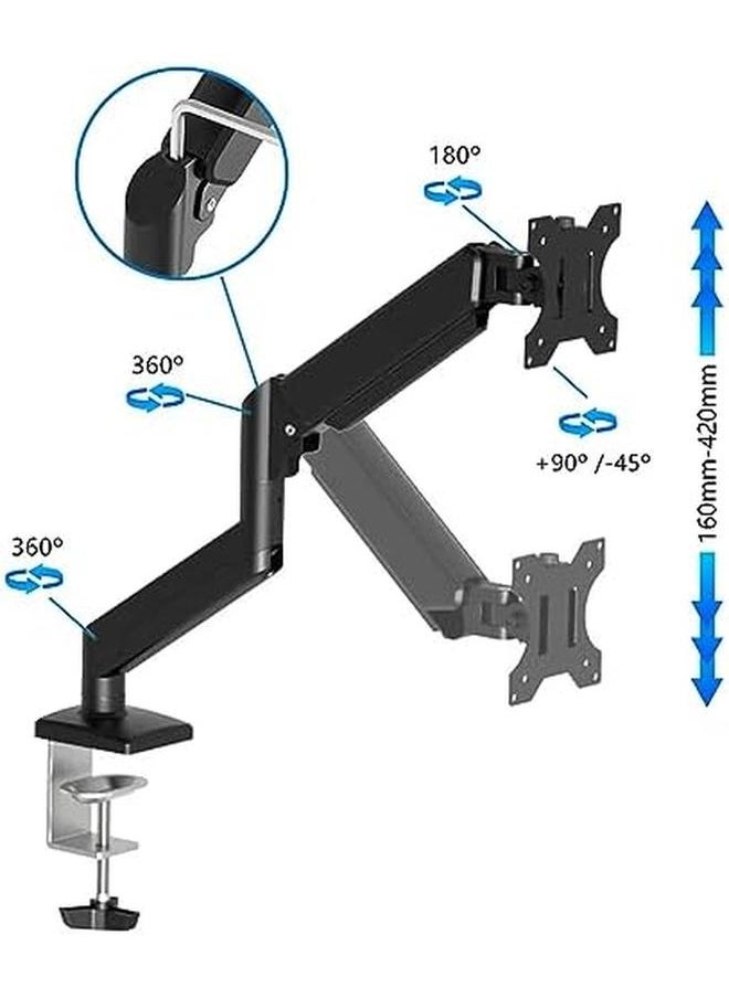 erorex - Single Monitor Desk Mount Articulating Gas Spring Monitor Arm Removable Vesa Mount Desk Stand With Clamp And Grommet Base Fits 13 To 32 Inch Lcd Computer Monitors Vesa 75X75 100X100 - Image 1
