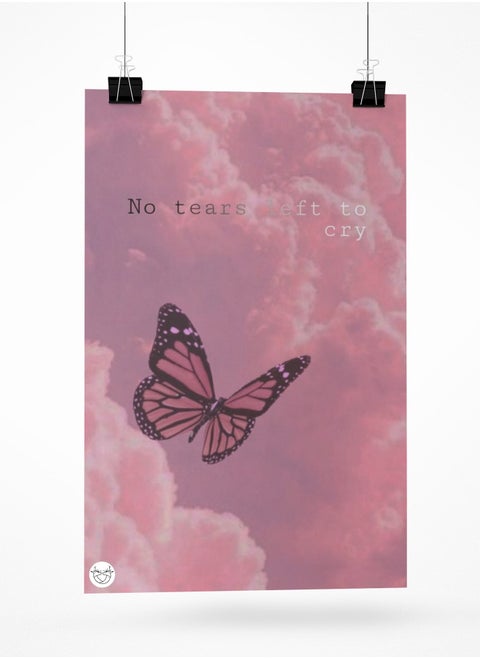 Poster with a butterfly design printed on a pink background