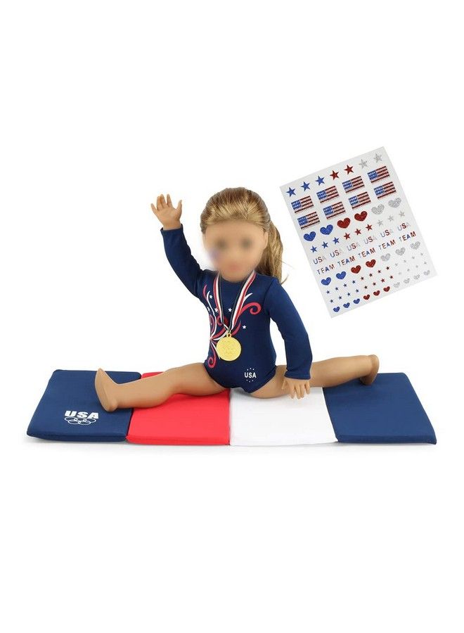 Emily Rose 18 Inch Doll Gymnastics Clothes And Accessories Set Includes Leotard Tumbling Mat Gold Medal And Patriotic Face Stickers! L Fits Most 18“ Dolls - Image 1