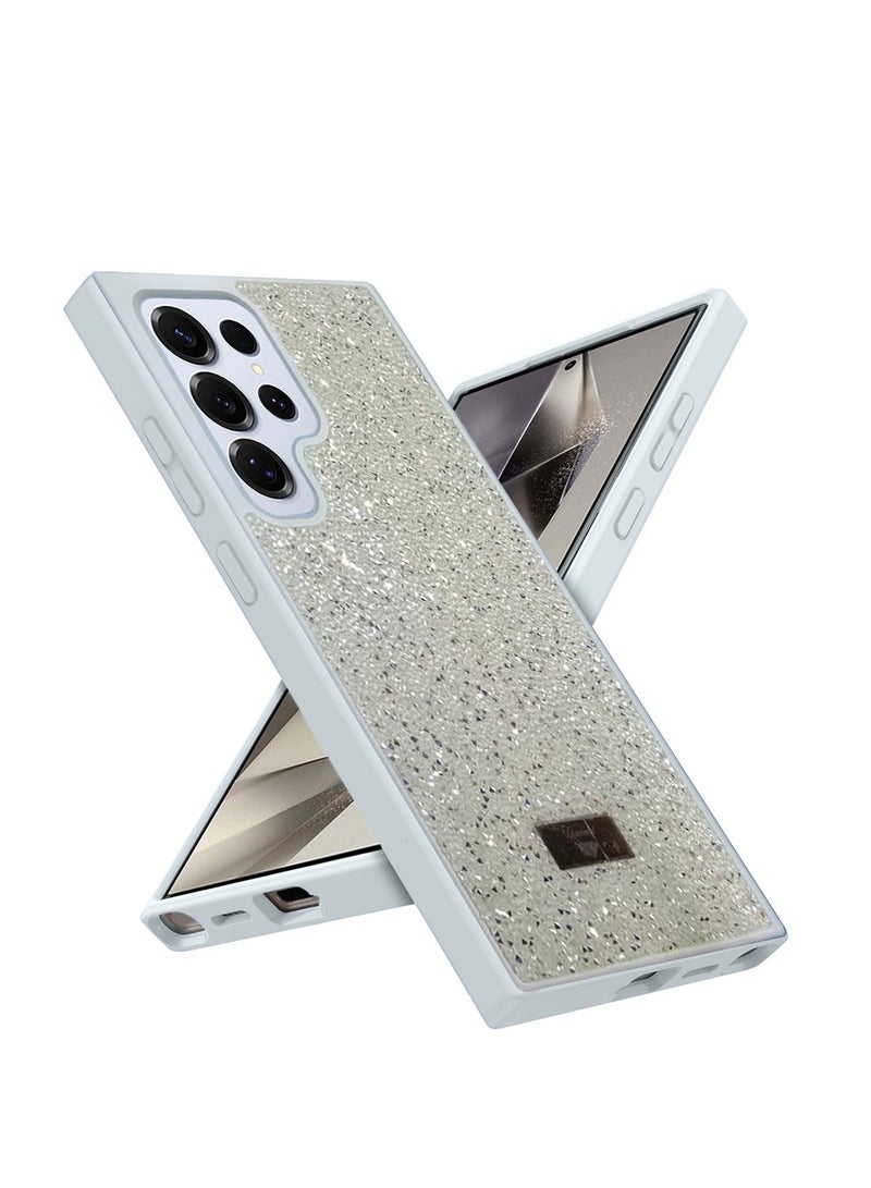 Techie غطاء خلفي أنيق فاخر متلألئ من الماس والخرز لسامسونج جالاكسي S24 ألترا - أبيض - Image 1