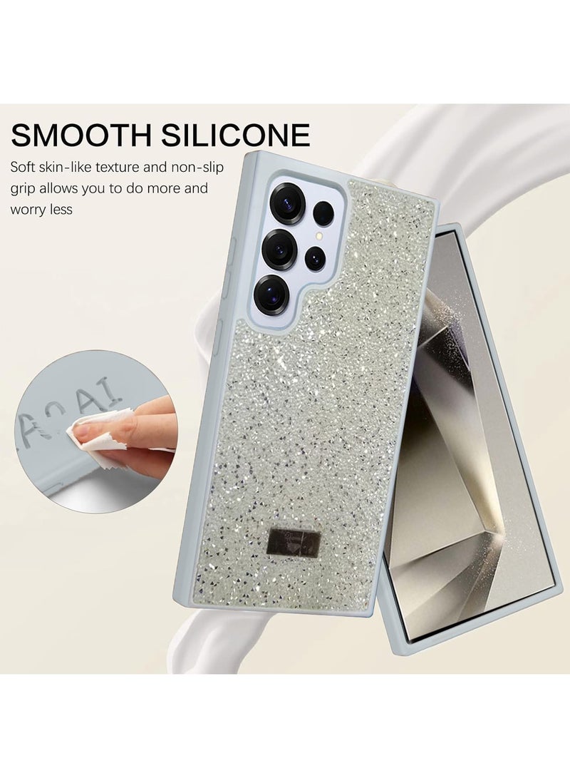 Techie غطاء خلفي أنيق فاخر متلألئ من الماس والخرز لسامسونج جالاكسي S24 ألترا - أبيض - Image 3