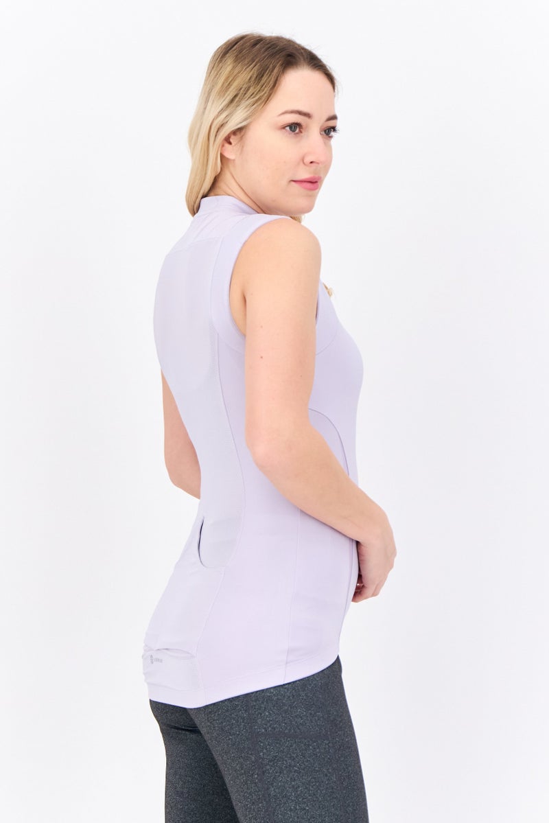 Adidas تي شيرت رياضي نسائي بأكمام قصيرة لركوب الدراجات، بنفسجي فاتح - Image 2