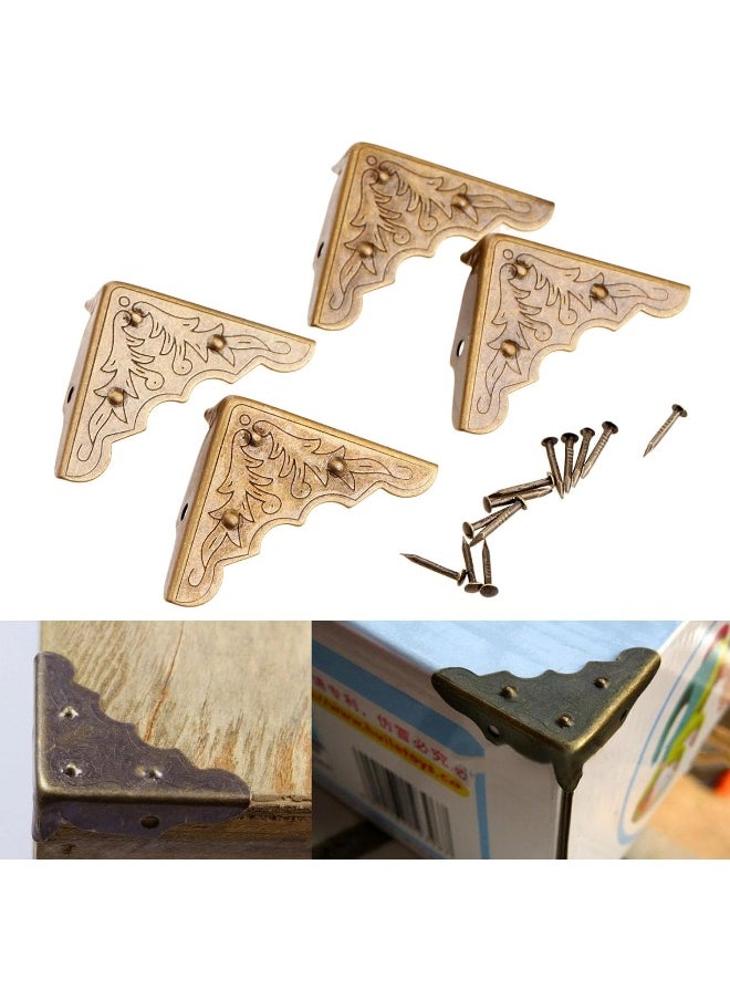 Dophee Dophee 8Pcs Antique Brass Jewelry Box Corner Case Chest Corner Protector Guard Edge Cover  - Image 3