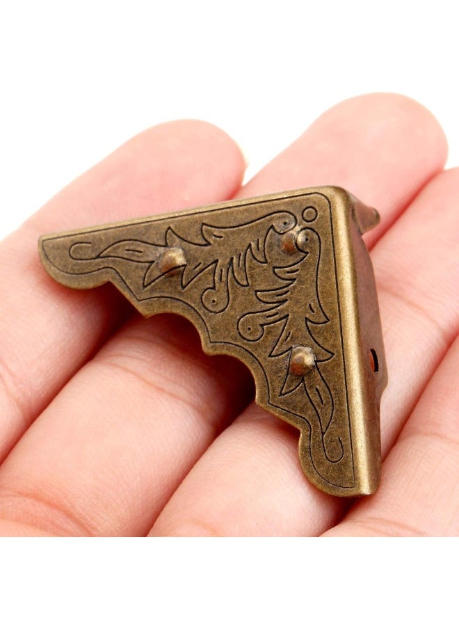 Dophee Dophee 8Pcs Antique Brass Jewelry Box Corner Case Chest Corner Protector Guard Edge Cover  - Image 2