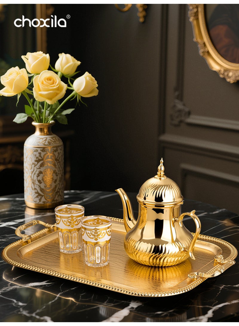 choxila 3pcs/set Golden tray with handles, storage tray, snack and afternoon tea tray, coffee set tray,candlestick tray, stainless steel,for placing tableware, coffee utensils, jewelry, candlesticks,suitable for dining room, living room,bedroom, afternoon tea, hotel, office, home party - Image 3