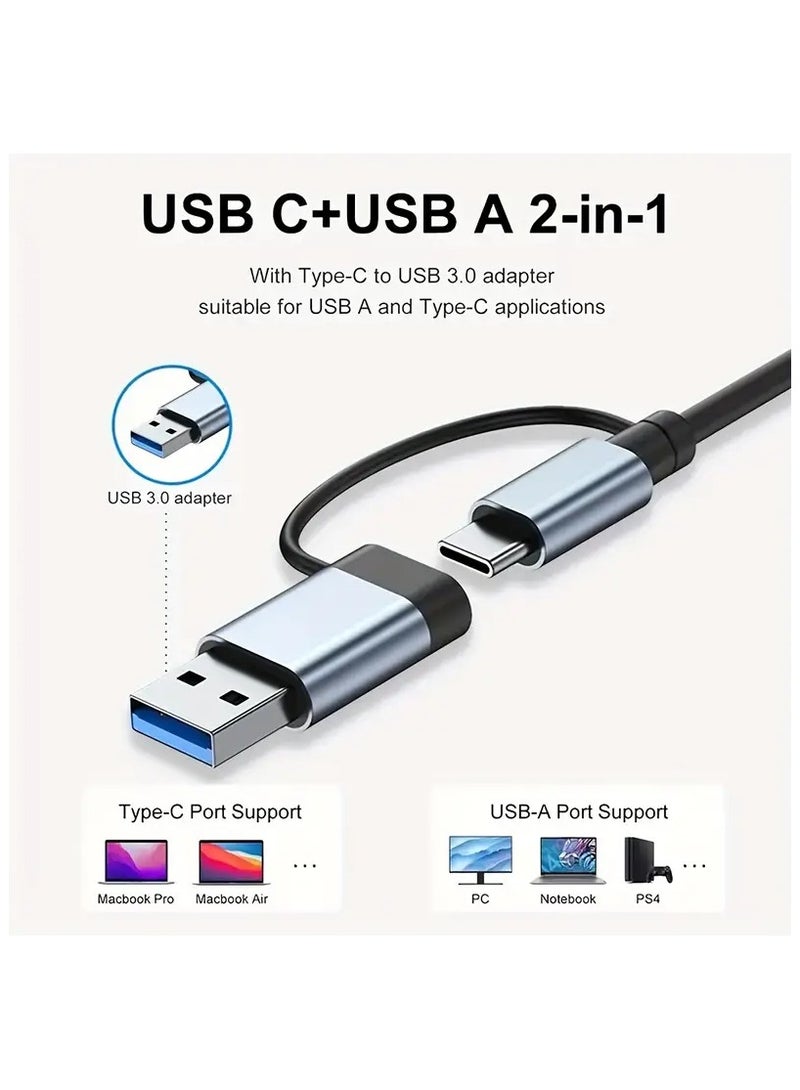 موزع USB C موزع USB 7 في 1 محول USB متعدد المنافذ مع 5 منافذ USB 1 منفذ شحن USB-C 60 وات PD لأجهزة MacBook Pro/iPad Pro/Surface Pro/HP كمبيوتر محمول/هواتف Galaxy - Image 3