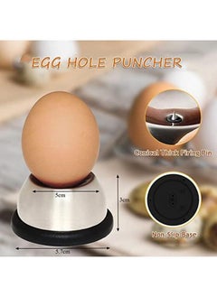 Excefore Egg Hole Puncher 2Pcs Stainless Steel Egg Piercer Egg Opener Tool With Non Slip Silicone Mat Egg Cups For Raw Soft Hard Boiled Egg Egg Puncher Kitchen Tools For Home Restaurant  - Image 2