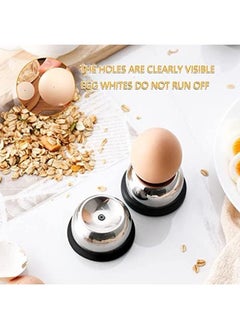 Excefore Egg Hole Puncher 2Pcs Stainless Steel Egg Piercer Egg Opener Tool With Non Slip Silicone Mat Egg Cups For Raw Soft Hard Boiled Egg Egg Puncher Kitchen Tools For Home Restaurant  - Image 4