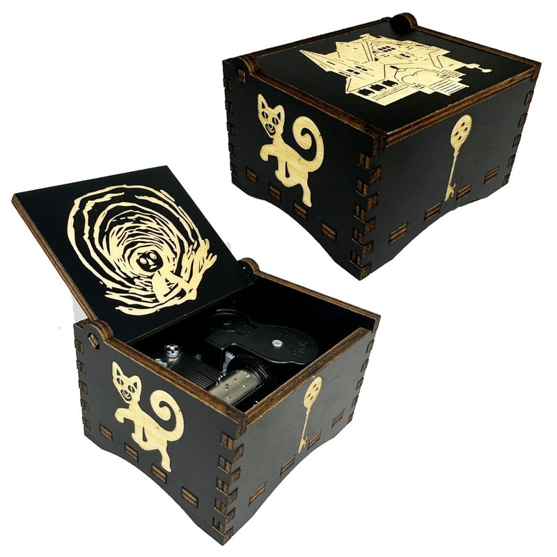 Youtang Music Box Engraved Wooden Gifts Mini Musical Box Play Dreaming for BirthdayAnniversaryValentines DayChristmas Wind up Black