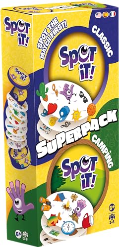 Asmodee Spot It Super Pack 2024 Refresh Eco Big Box Includes Classic and Camping Editions Family Card Game Bundle for Quick Reflexes Ages 6 28 Players 10 Minute Playtime - Image 1