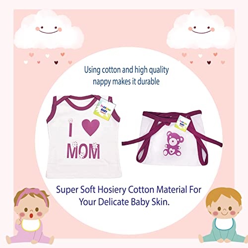 Toddylon New Born Baby Clothes | Dress | Jhabla Set | Nappy | Cotton Printed | Summer | Boy's & Girl's | Clothing Sets (Multicolor, 0-6 Months) Pack Of 6 - Image 5