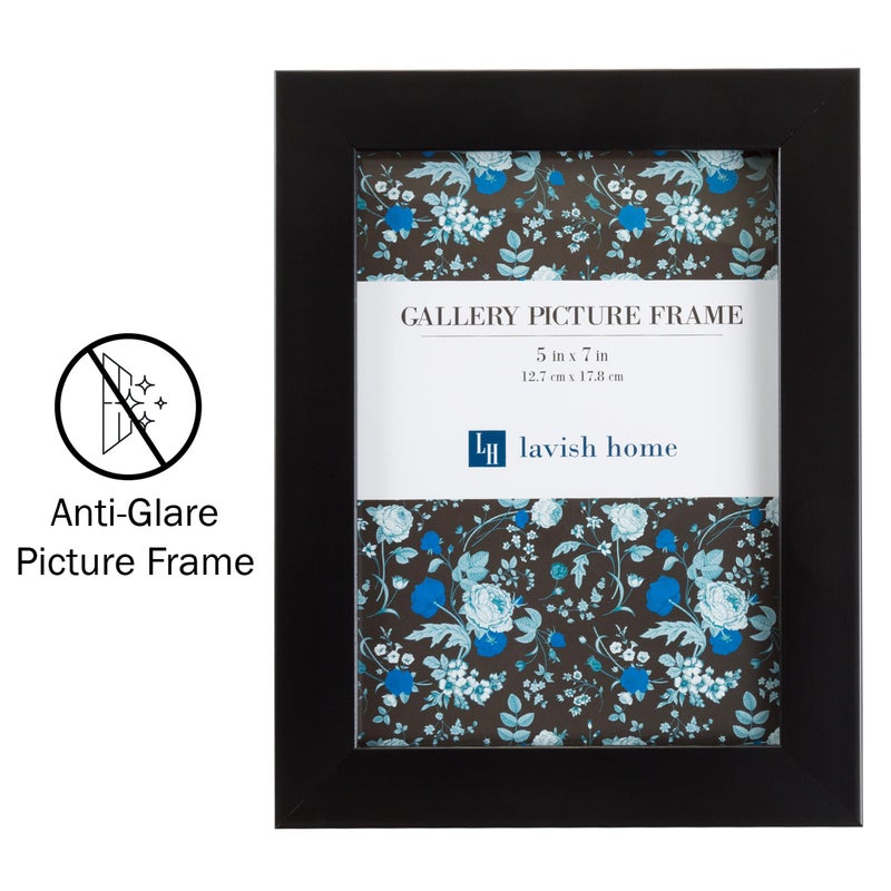 Lavish Home Set of 6 Picture Frames - 5x7 Photo Frame Set with Stand and Hooks for Gallery Wall or Family Portrait - Picture Wall Decor by Lavish Home (Black) - Image 3