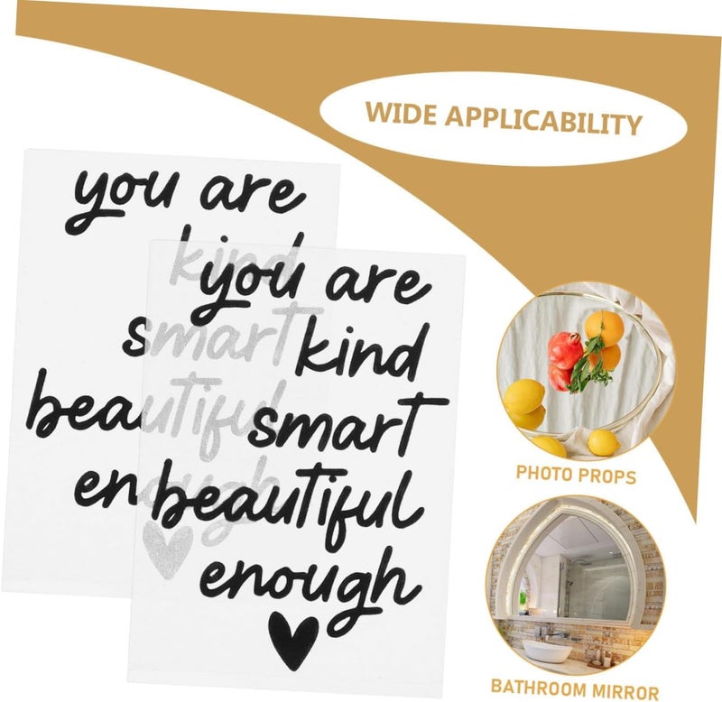 Abaodam 2 Sheets Positive Affirmation Mirror Decals Vinyl Stickers for Bathroom and ’ Room Wall Décor Motivational Adhesive Quotes for Vanity Mirrors - Image 3