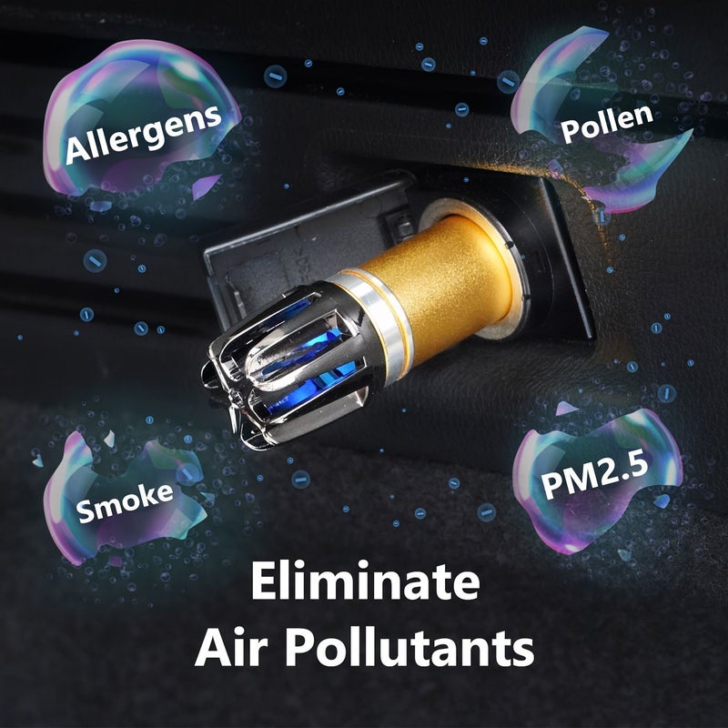 Silver 12V Car Air Purifier Ionizer Eliminates Smoke PM2.5 Allergens Odors - Image 4