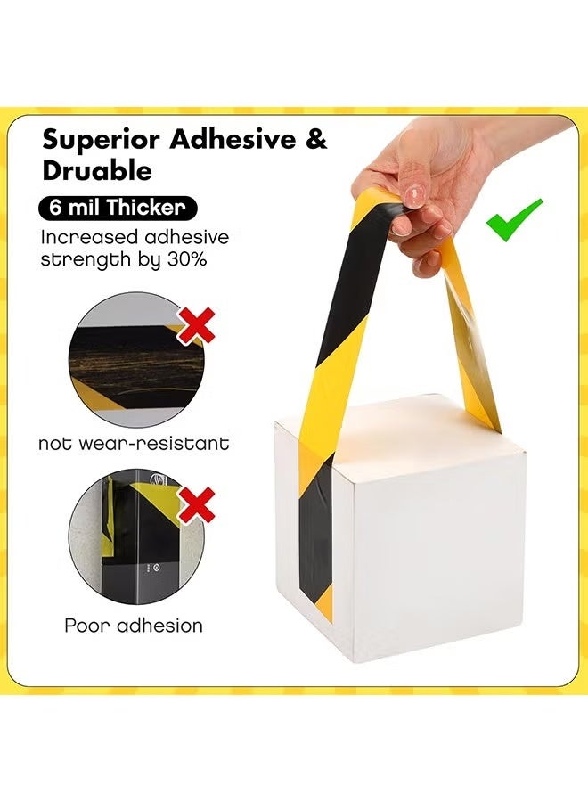 Black & Yellow Hazard Safety Warning Stripe Tape, 2inch x 108Ft High Visibility Barricade Adhesive Tape for Floor, Walls, Pipes and Equipment Marking - Image 4