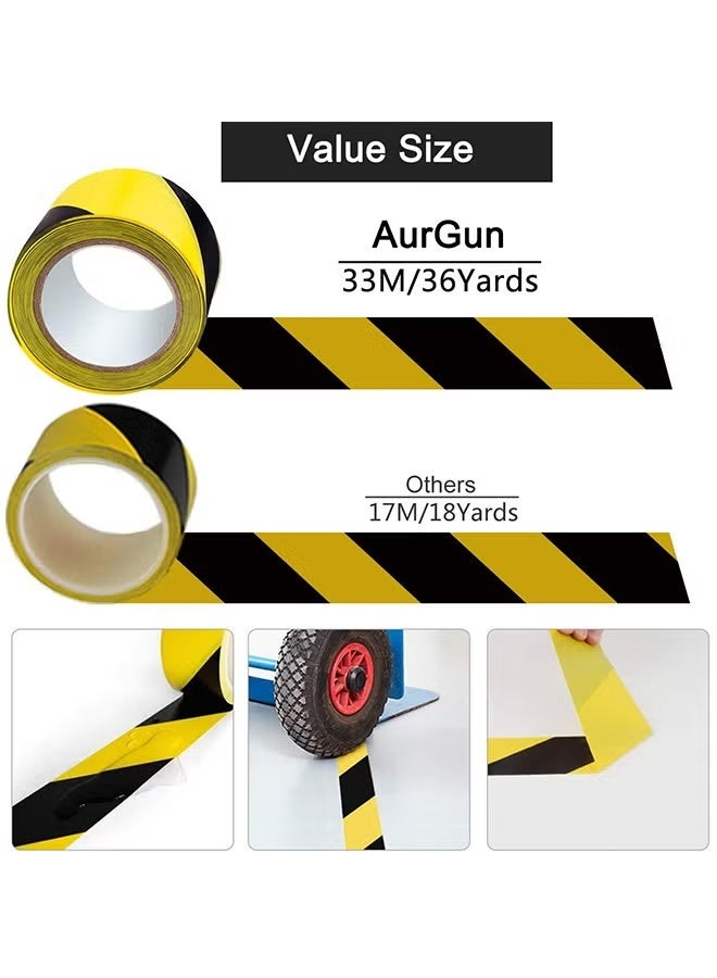Black & Yellow Hazard Safety Warning Stripe Tape, 2inch x 108Ft High Visibility Barricade Adhesive Tape for Floor, Walls, Pipes and Equipment Marking - Image 3
