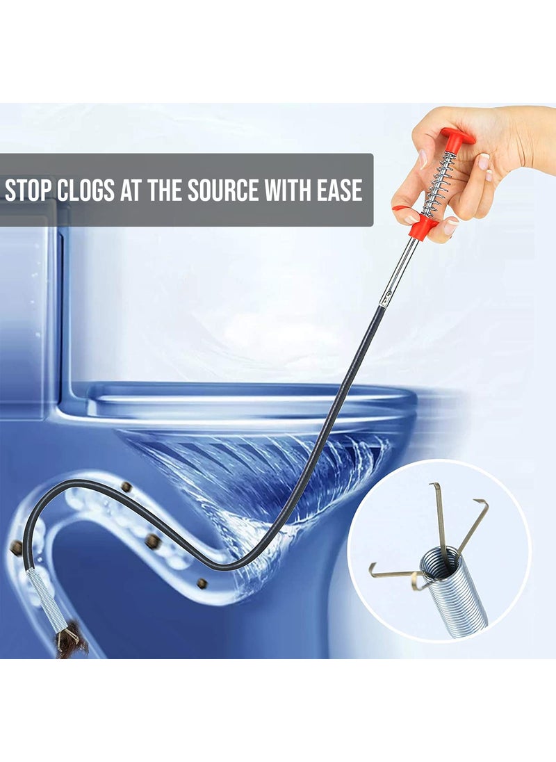KBDev KBDev Stainless Steel Hair Catching Claw Drain Sewer Cleaner Spring Wire Sink Pipe Dredge Cleaning Stick Drain Plunger Unblocked Kitchen Bath Basin Hair Remover Tool 5ft 160cm  - Image 3