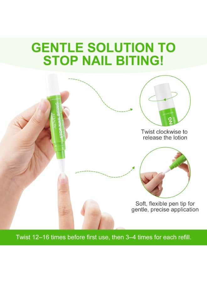 ALIVER طقم 2 قطعة لإيقاف قضم الأظافر (7 مل + 15 مل)، كسر عادة قضم الأظافر السيئة، طعم مر طبيعي، تقليل القضم، تركيبة تجف بسرعة - Image 2