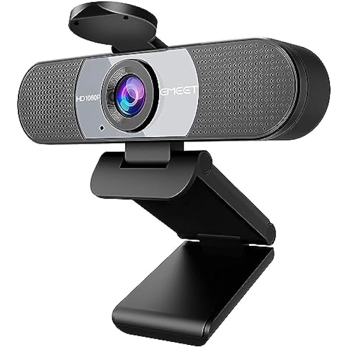 rayihni كاميرا ويب 1080P، كاميرا ويب C960 مع 2 ميكروفون لإلغاء الضوضاء وغطاء خصوصية، كاميرا كمبيوتر بزاوية رؤية 90°، كاميرا ويب USB للتوصيل والتشغيل للمكالمات/المؤتمرات، زووم/سكايب/يوتيوب، لابتوب/ديسكتوب، رمادي - Image 1
