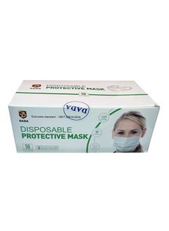 Dada 50 Pieces 3 Ply Disposable White Face Mask  - Image 2
