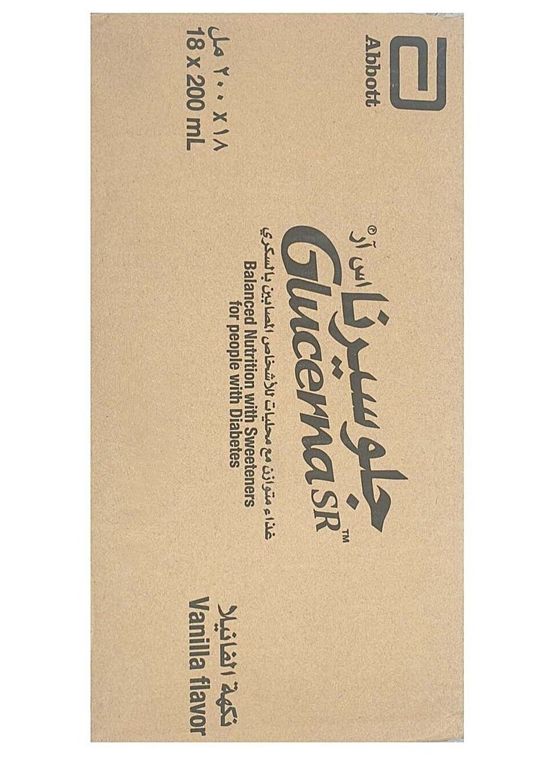 جلوسيرنا اس ار بنكهة الفانيليا (لمرضى السكري) حليب مكمل غذائي كرتونة، 18 × 200 مل - Image 2