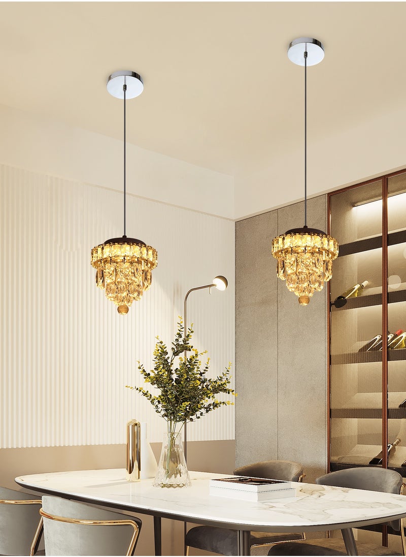 Ganeed Mini Crystal Chandelier, 18W Chrome Ceiling Pendant Light Fixtures, 7.8'' Modern Hanging Lamp, LED K9 Crystal Flush Mount Ceiling Light for Bedroom Dining Room Hallway (3000K)  - Image 2