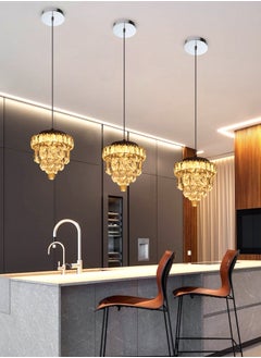 Ganeed Mini Crystal Chandelier, 18W Chrome Ceiling Pendant Light Fixtures, 7.8'' Modern Hanging Lamp, LED K9 Crystal Flush Mount Ceiling Light for Bedroom Dining Room Hallway (3000K)  - Image 1