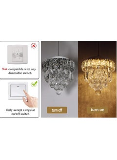 Ganeed Mini Crystal Chandelier, 18W Chrome Ceiling Pendant Light Fixtures, 7.8'' Modern Hanging Lamp, LED K9 Crystal Flush Mount Ceiling Light for Bedroom Dining Room Hallway (3000K)  - Image 4