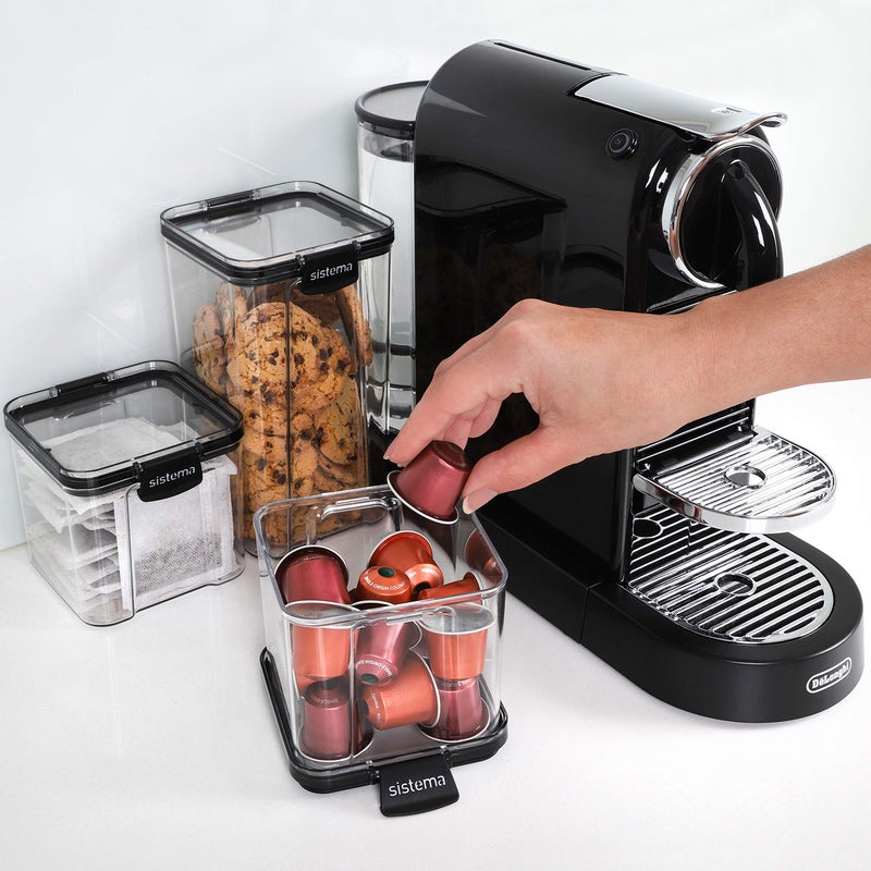 سيستيما حاويات تخزين المواد الغذائية Sistema مع أغطية محكمة الإغلاق للمطبخ أو منظمة مخزن 3 حزمة قابلة للتكديس واضحة - Image 2