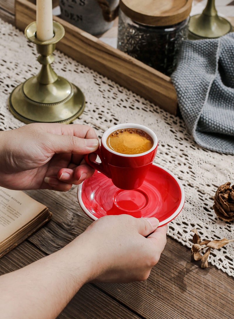 Shuer Ceramic Coffee cup, Espresso cup，Arabic coffee cup，Turkish coffee cup, Cup and Saucer Set Suitable for Home Office Restaurant Gifts Garden Party Home Afternoon Tea Set - Image 2